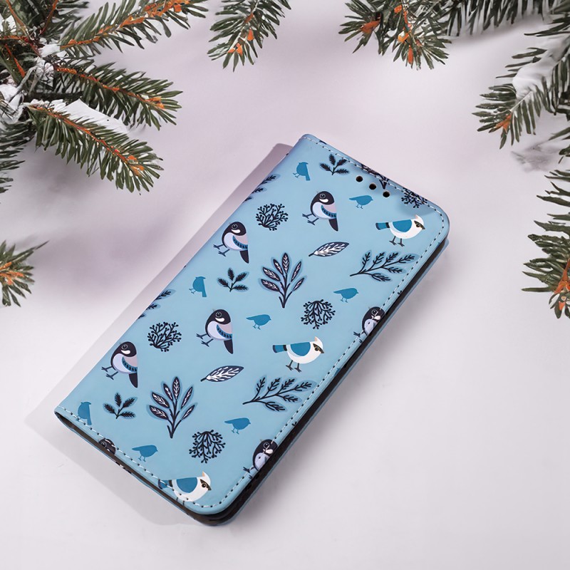 Θήκη Book Smart Trendy Winter Birds Motorola Moto E13 Blue