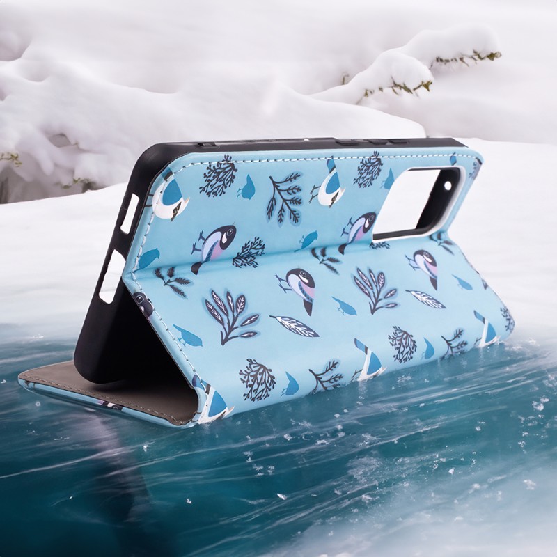 Θήκη Book Smart Trendy Winter Birds Motorola Moto E13 Blue
