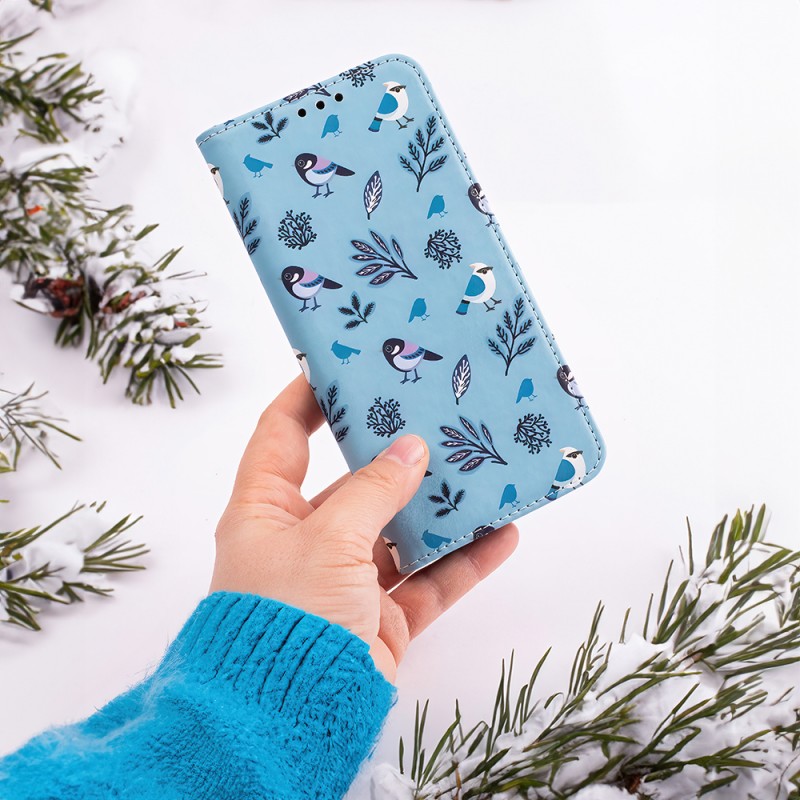 Θήκη Book Smart Trendy Winter Birds Motorola Moto E13 Blue