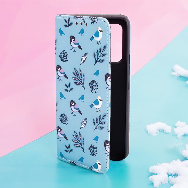 Θήκη Book Smart Trendy Winter Birds Motorola Moto E13 Blue