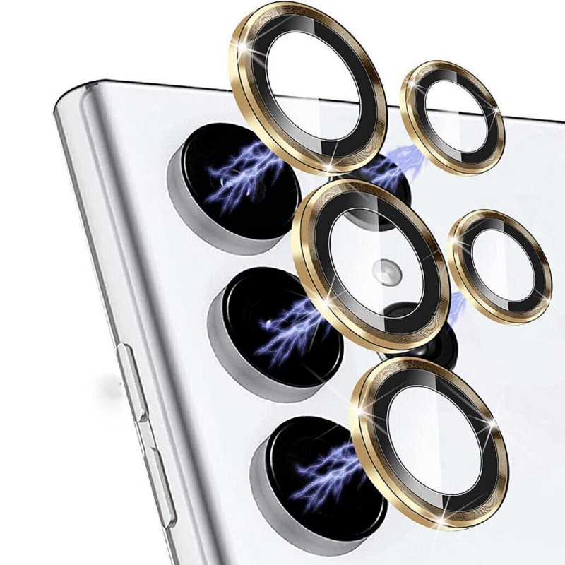Γυαλί Προστασίας Eagle Eye Camera Lens with Metal Ring  and Positioning Plate Samsung Galaxy S24+ s24 FE SM-S926 Tempered Glass 9H AntiCrash / AntiShock  Gold