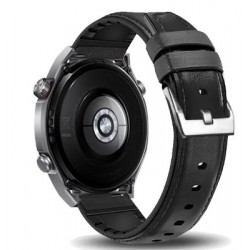 Ανταλλακτικό λουράκι Genuine Leather & Silicone Black για  Samsung Galaxy Watch3(45mm)/Watch(46mm)/Xiaomi Haylou LS05/Amazfit GTR(47mm)/2e(46mm)/Stratos 2/3/Mi Watch(46mm)/Huawei GT/Active/GT 2/Pro/Honor GS Pro/Magic/2(46mm) (22mm)