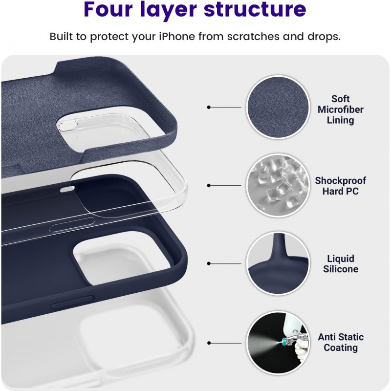 Θήκη Real Smooth Silicone Apple iPhone 14 Pro (6.1") Midnight Blue