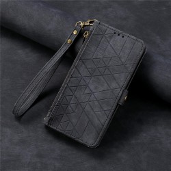 Θήκη Book Leather Geometric Pattern iPhone 15 Plus (6.7") Black