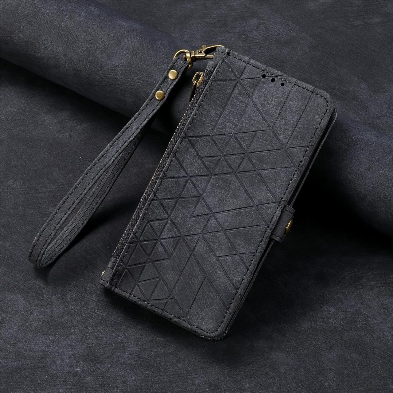 Θήκη Book Leather Geometric Pattern iPhone 15 Plus (6.7") Black