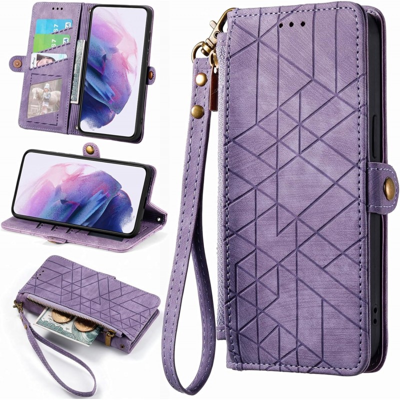 Θήκη Book Leather Geometric Pattern iPhone 15 (6.1") Purple