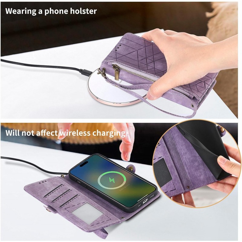 Θήκη Book Leather Geometric Pattern iPhone 15 (6.1") Purple