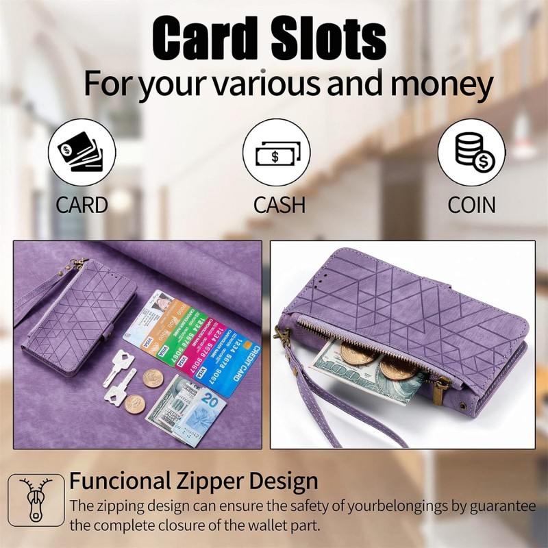 Θήκη Book Leather Geometric Pattern iPhone 15 (6.1") Purple