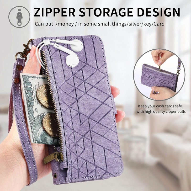 Θήκη Book Leather Geometric Pattern iPhone 15 (6.1") Purple