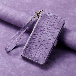 Θήκη Book Leather Geometric Pattern iPhone 15 (6.1") Purple