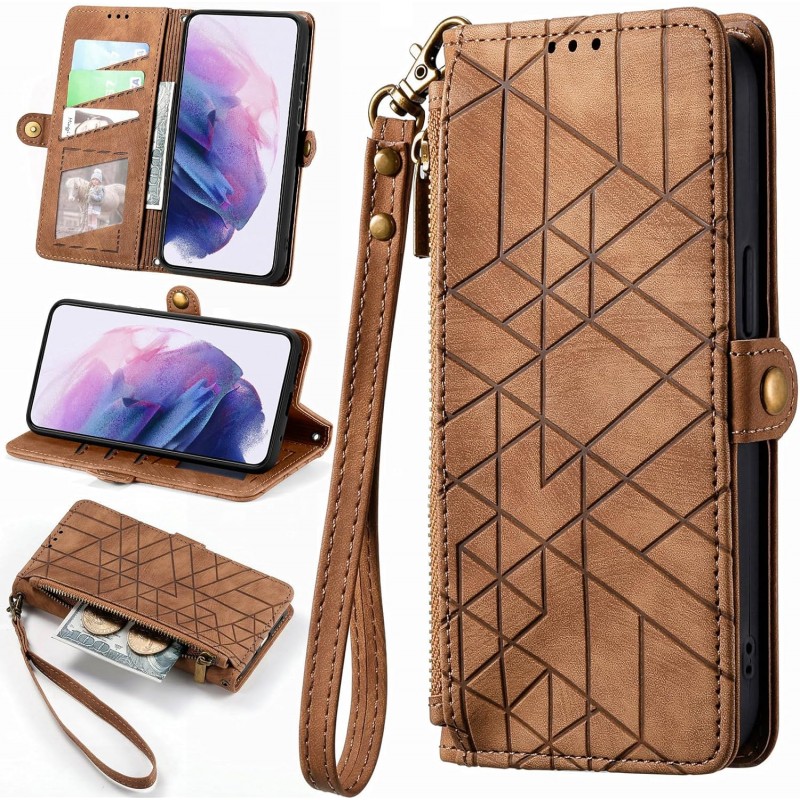 Θήκη Book Leather Geometric Pattern iPhone 15 (6.1") Brown