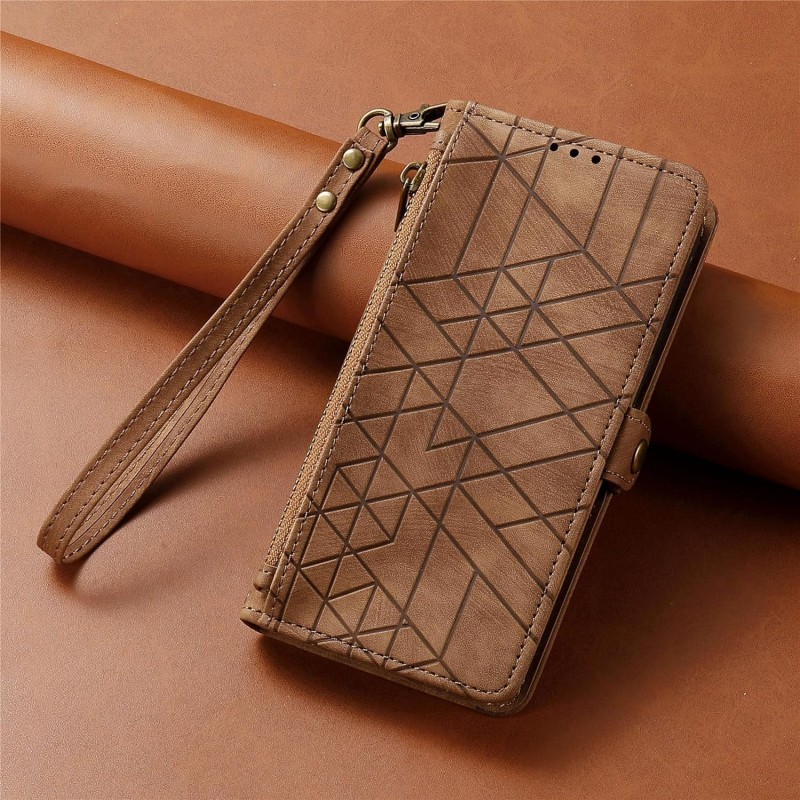 Θήκη Book Leather Geometric Pattern iPhone 15 (6.1") Brown