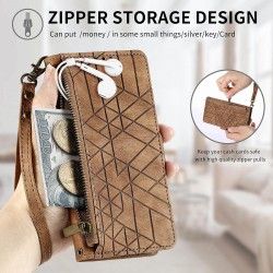Θήκη Book Leather Geometric Pattern iPhone 15 (6.1") Brown