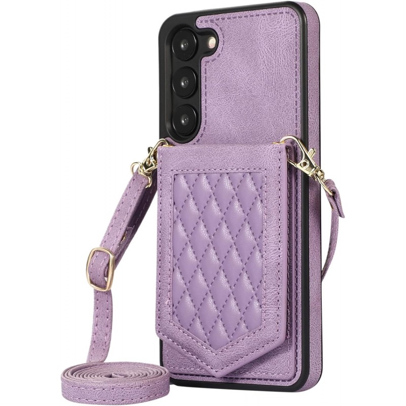 Θήκη Leather with Card Holder & Mirror Samsung Galaxy S24 Ultra S928 Purple Θήκη Leather with Card Holder & Mirror Samsung Galaxy S24 Ultra S928 Purple