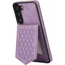 Θήκη Leather with Card Holder & Mirror Samsung Galaxy S24 Ultra S928 Purple Θήκη Leather with Card Holder & Mirror Samsung Galaxy S24 Ultra S928 Purple