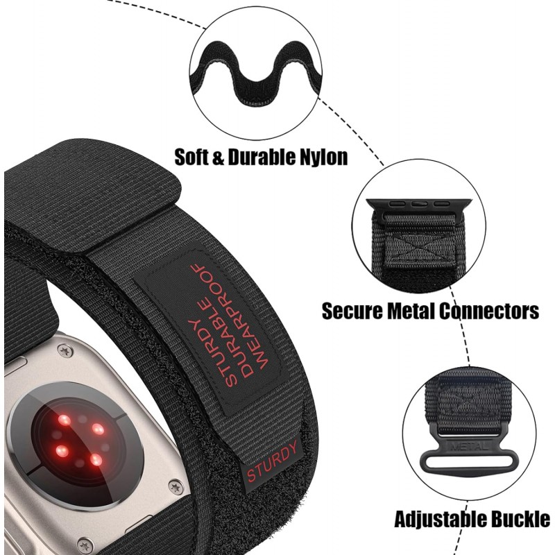 Ανταλλακτικό λουράκι Velcro Scout Sport Band για Apple Watch 1/2/3/4/5/6/SE/7 (38/40/41mm) Black