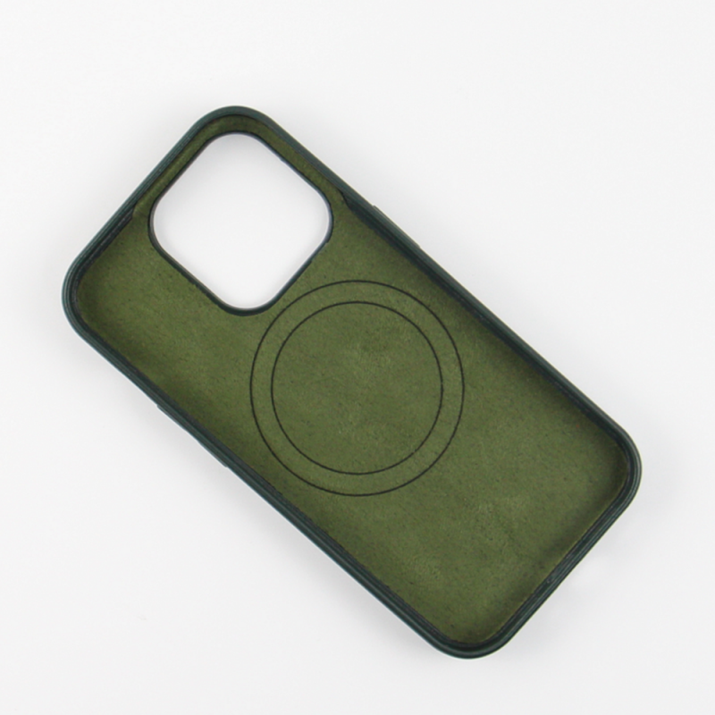 Θήκη Mag Leather Apple iPhone 15 (6.1") Dark Green