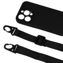 Θήκη Strap Silicone Apple iPhone 13 (6.1") Black