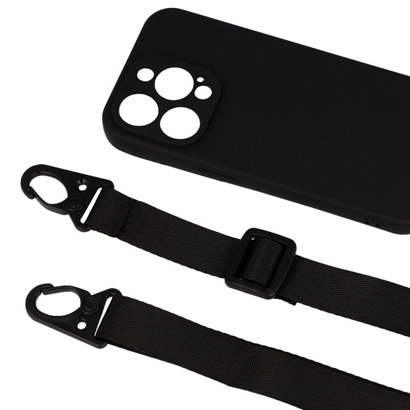 Θήκη Strap Silicone Apple iPhone 13 (6.1") Black