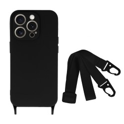 Θήκη Strap Silicone Apple iPhone 13 (6.1") Black