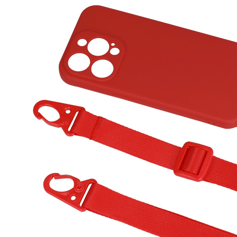 Θήκη Strap Silicone Apple iPhone 14 Pro Max (6.7") Red