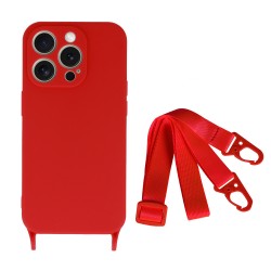 Θήκη Strap Silicone Apple iPhone 14 Pro Max (6.7") Red