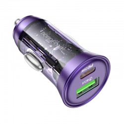 Φορτιστής Αυτοκινήτου Borofone Car Charger BZ26A 1xUSB 1xType-C 3A Transparent Purple