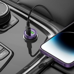 Φορτιστής Αυτοκινήτου Borofone Car Charger BZ26A 1xUSB 1xType-C 3A Transparent Purple