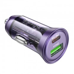 Φορτιστής Αυτοκινήτου Borofone Car Charger BZ26A 1xUSB 1xType-C 3A Transparent Purple