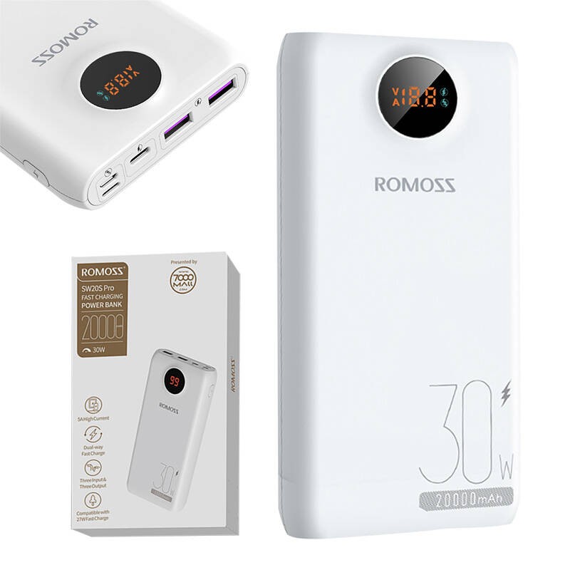 Εξωτερική Μπαταρία ROMOSS SW20S Pro Powerbank 20000mAh 30W White Εξωτερική Μπαταρία ROMOSS SW20S Pro Powerbank 20000mAh 30W White