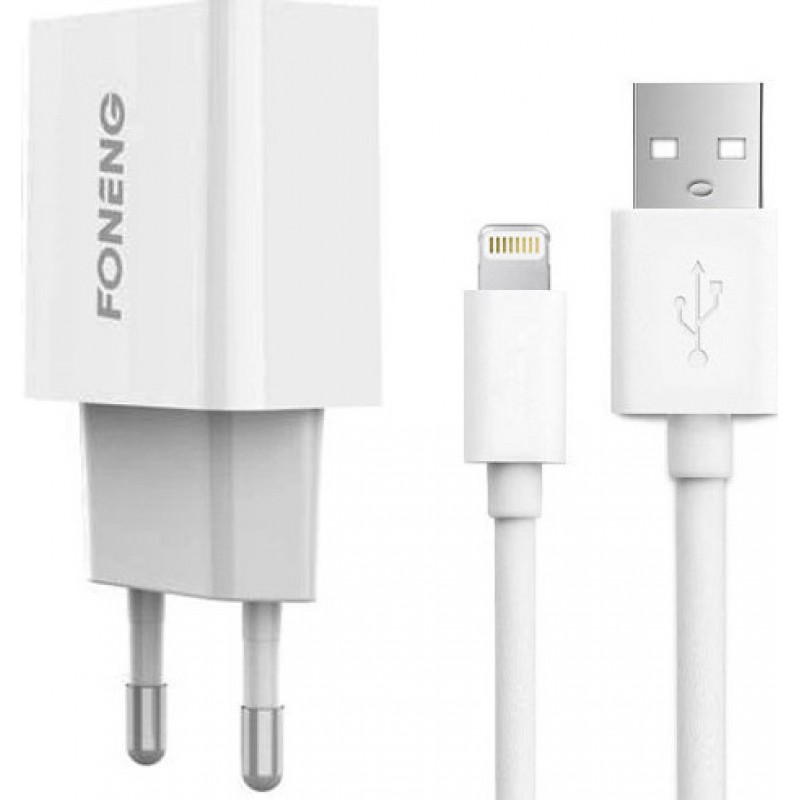 Φορτιστής Ταξιδιού Foneng USB To Lightning K210 White