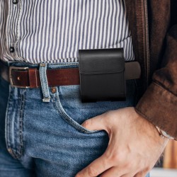 Θήκη ROYAL - Leather Universal Belt Holster- Size V - for SAMSUNG FLIP 1 / 2 / 3 / 4 / HUAWEI P50 Pocket / MOTOROLA RAZR 5G Black