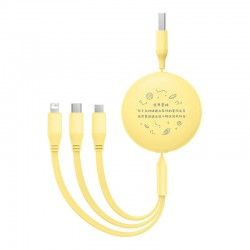 Καλώδιο Baseus Retractable USB to Type-C  / Micro USB / Lightning Cable 3.5A 1.1m Yellow