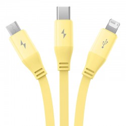 Καλώδιο Baseus Retractable USB to Type-C  / Micro USB / Lightning Cable 3.5A 1.1m Yellow