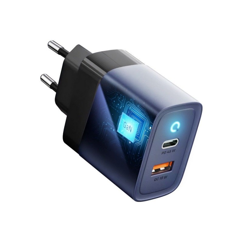Φορτιστής Ταξιδίου Forcell F-Energy GaN Travel Charger with USB C and USB A 45W Quick Charge Grey Φορτιστής Ταξιδίου Forcell F-Energy GaN Travel Charger with USB C and USB A 45W Quick Charge Grey