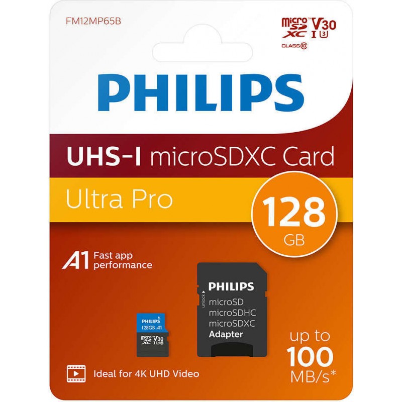Κάρτα μνήμης Philips Ultra Pro microSDXC 128GB Class 10 U3 V30 UHS-I with USB Reader