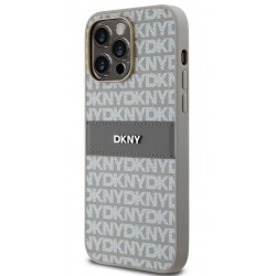Θήκη DKNY PU Leather Repeat Pattern Tonal Stripe Case Apple iPhone 13 Pro Max (6.7") Beige