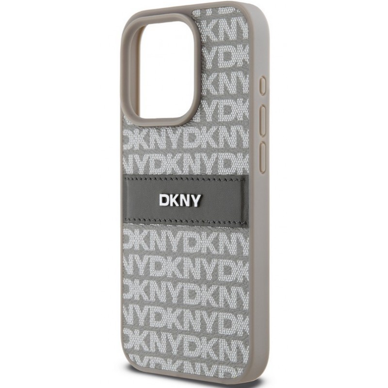 Θήκη DKNY PU Leather Repeat Pattern Tonal Stripe Case Apple iPhone 13 Pro Max (6.7") Beige