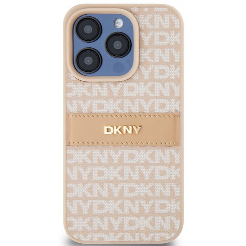 Θήκη DKNY PU Leather Repeat Pattern Tonal Stripe Case Apple iPhone 15 Pro Max (6.7") Pink