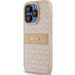 Θήκη DKNY PU Leather Repeat Pattern Tonal Stripe Case Apple iPhone 15 Pro Max (6.7") Pink