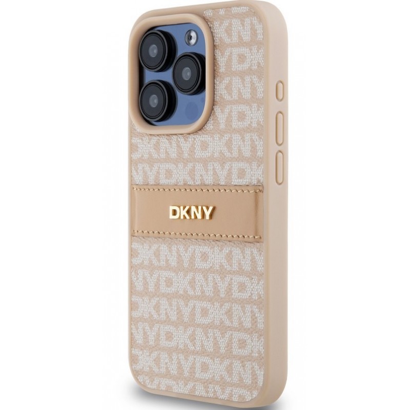 Θήκη DKNY PU Leather Repeat Pattern Tonal Stripe Case Apple iPhone 15 Pro Max (6.7") Pink