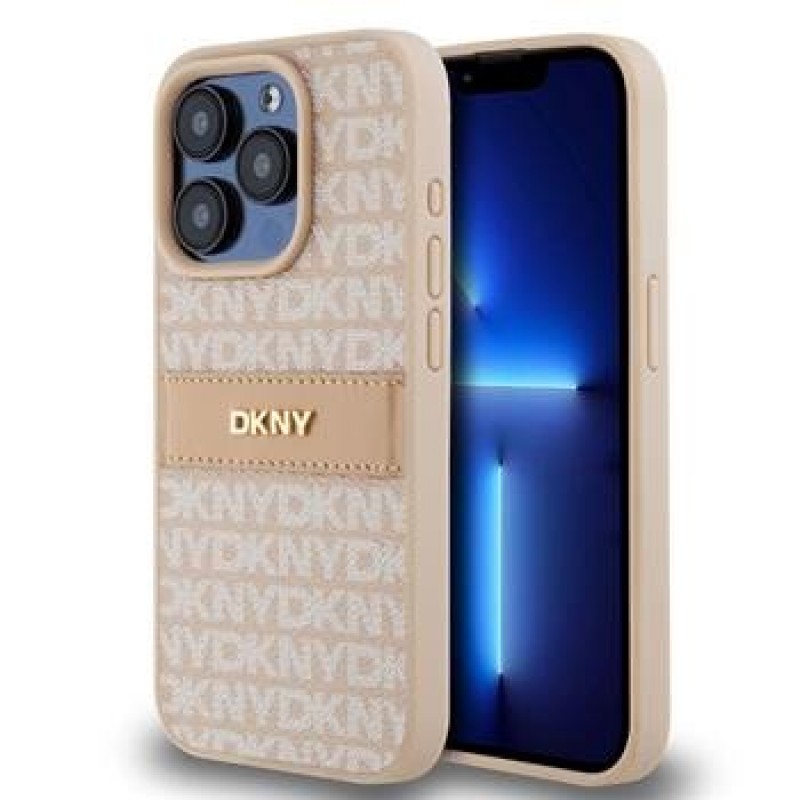 Θήκη DKNY PU Leather Repeat Pattern Tonal Stripe Case Apple iPhone 15 Pro Max (6.7") Pink