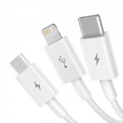 Καλώδιο Baseus Regular USB to Lightning / Type-C / micro USB Cable 3.5A 0.5m White