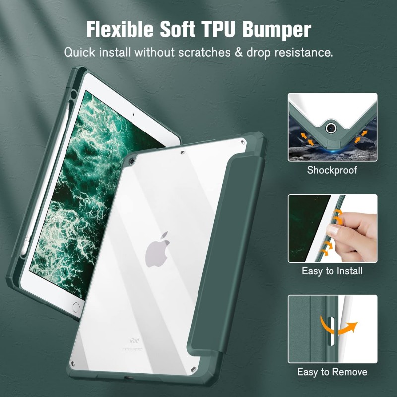 Θήκη SC Pen Clear Hybrid Apple iPad 10.2"(19/20/21) Dark Green