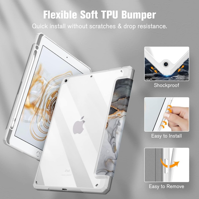 Θήκη SC Pen Clear Hybrid Apple iPad 10.2"(19/20/21) White Marble
