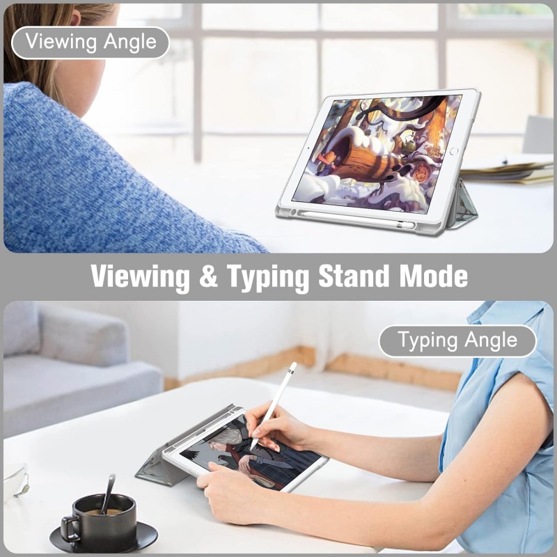 Θήκη SC Pen Clear Hybrid Apple iPad 10.2"(19/20/21) White Marble