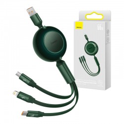 Καλώδιο Baseus Bright Mirror 2 Retractable USB to micro USB / Type-C / Lightning Cable 2A 1,1M Green