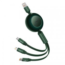 Καλώδιο Baseus Bright Mirror 2 Retractable USB to micro USB / Type-C / Lightning Cable 2A 1,1M Green