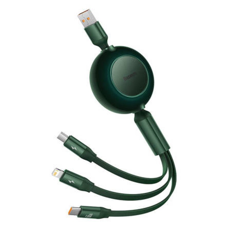 Καλώδιο Baseus Bright Mirror 2 Retractable USB to micro USB / Type-C / Lightning Cable 2A 1,1M Green