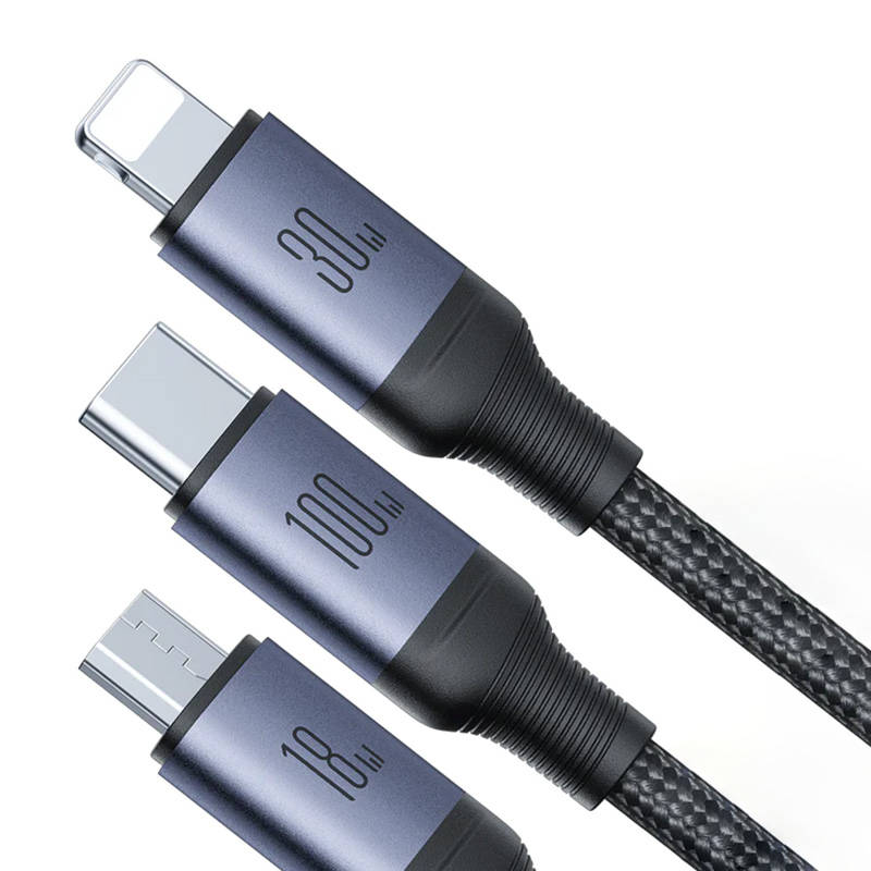 Καλώδιο Joyroom SA21-2T3 Braided USB to Lightning / Type-C / micro USB Cable 100W 1.5m Black
